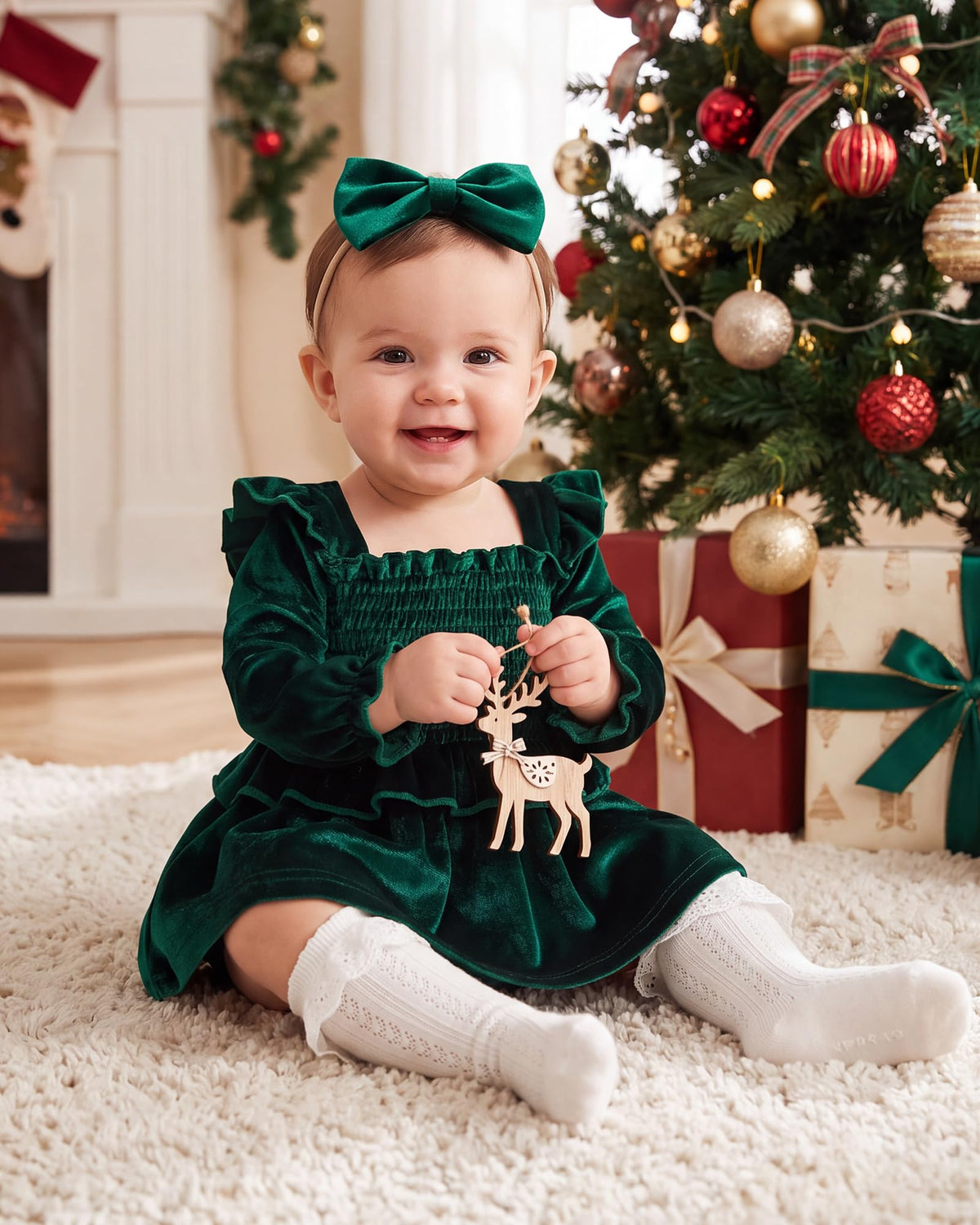 Baby Girl Velvet Romper Dress Newborn Infant Long Sleeve Clothes