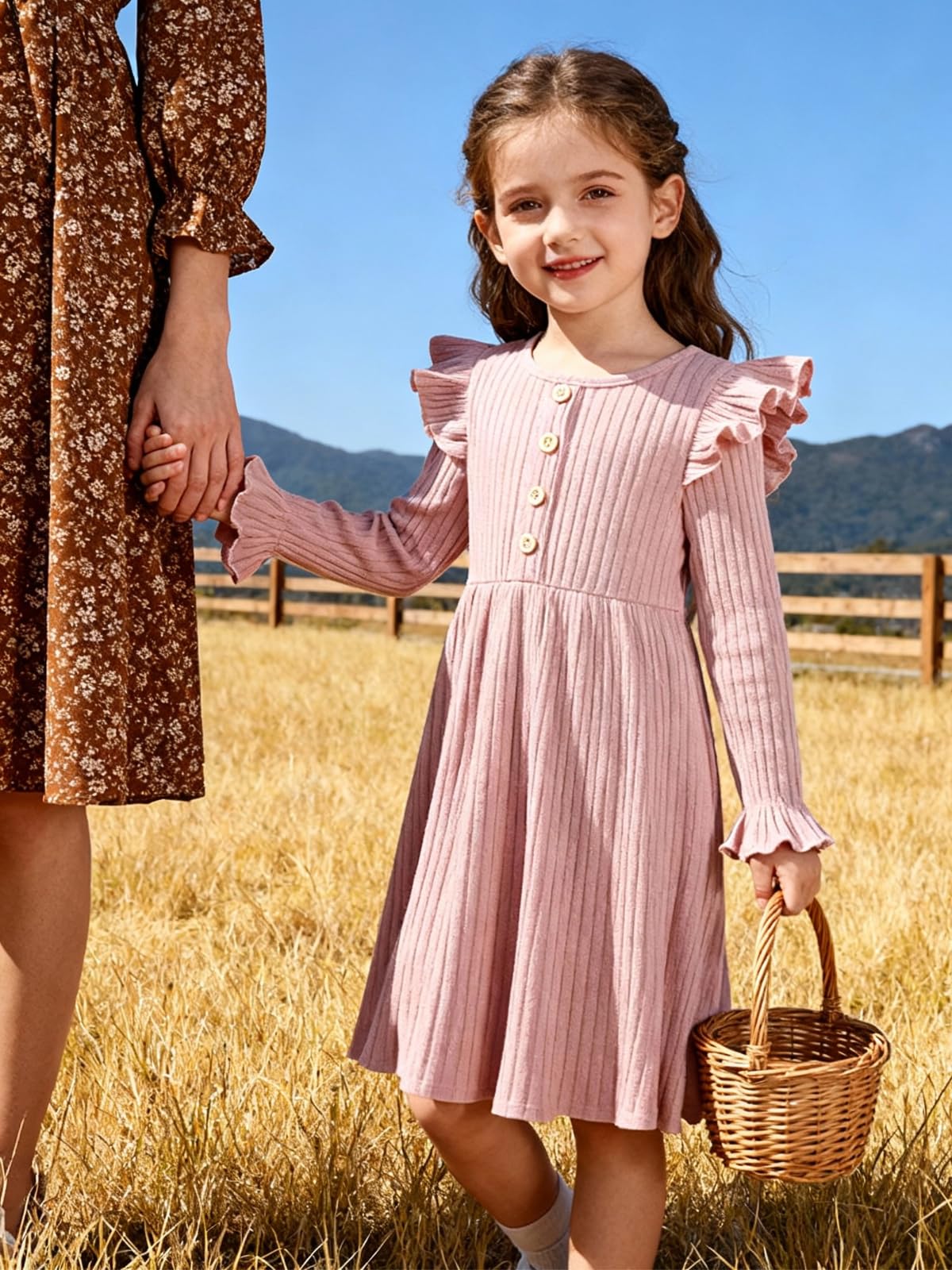 Toddler Girl Dress Girls Sweater Dresses Long Sleeve Ribbed Knit Dresses