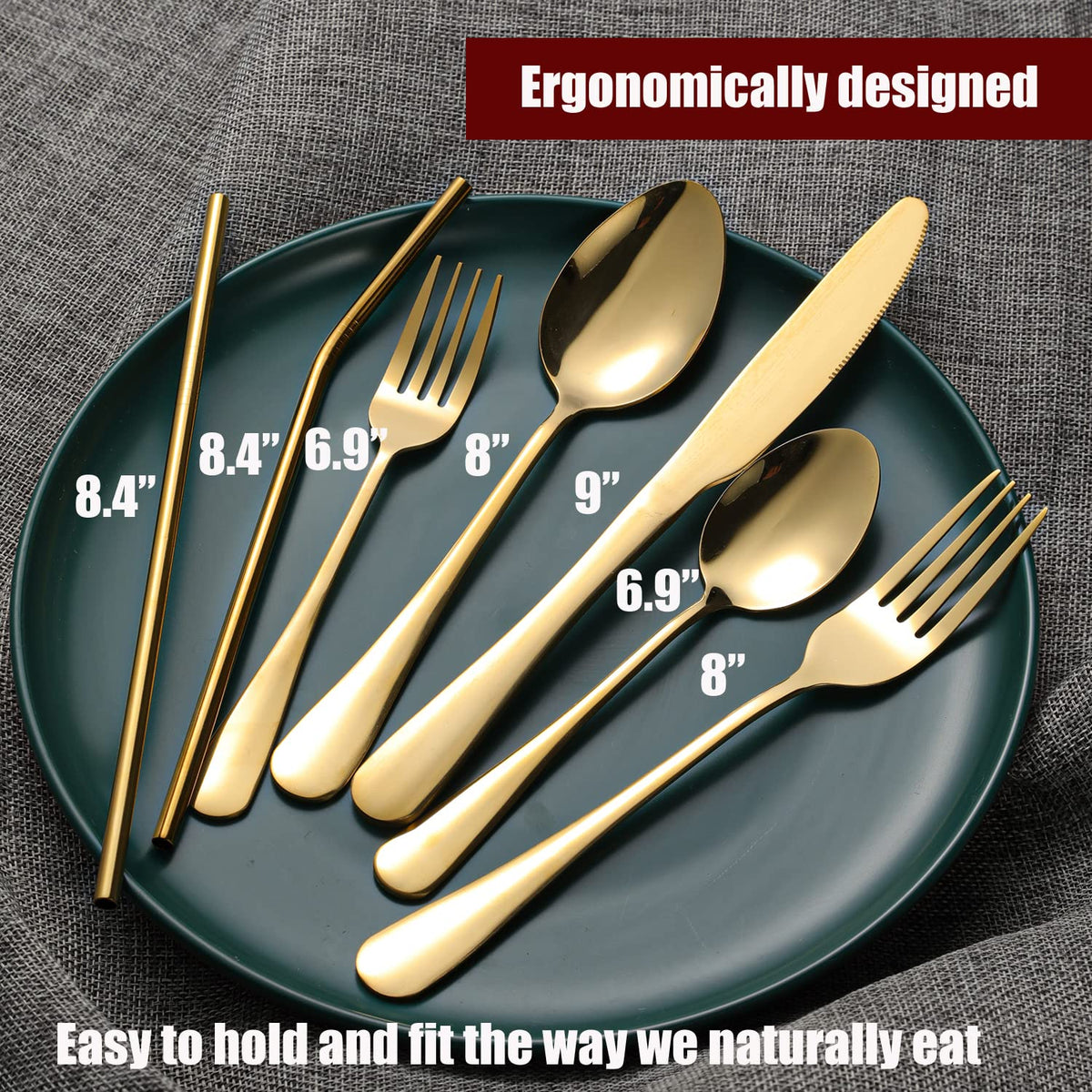 84 Pieces Gold Silverware Service for 12 Flatware Set Stainless Steel Utensils Cutlery Set Dishwasher Safe Flatware