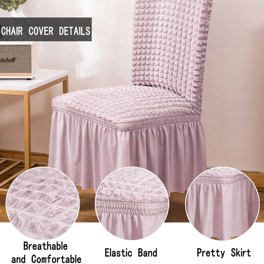 Chair Covers Set of 6 Stretch Chair Slipcovers with Skirt Removable Washable Kitchen Chair Protector Cover Set
