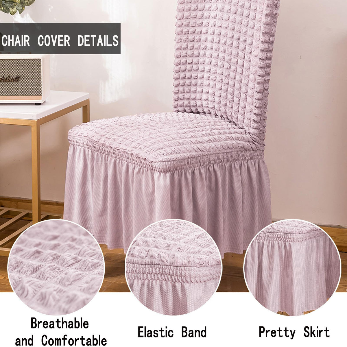 Chair Covers Set of 6 Stretch Chair Slipcovers with Skirt Removable Washable Kitchen Chair Protector Cover Set