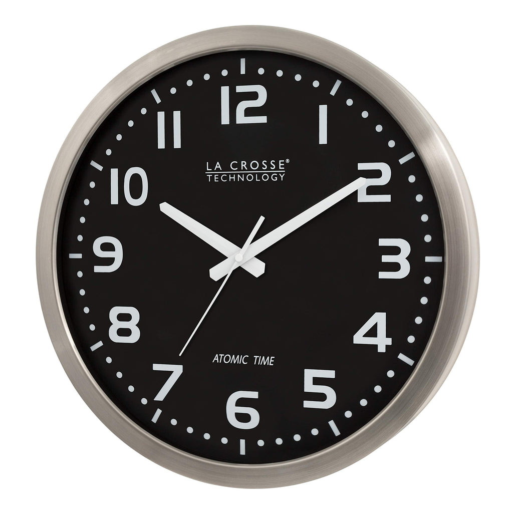 Inspired Nelson Style 16 Inch Stainless Steel Atomic Clock, Analog, Silver