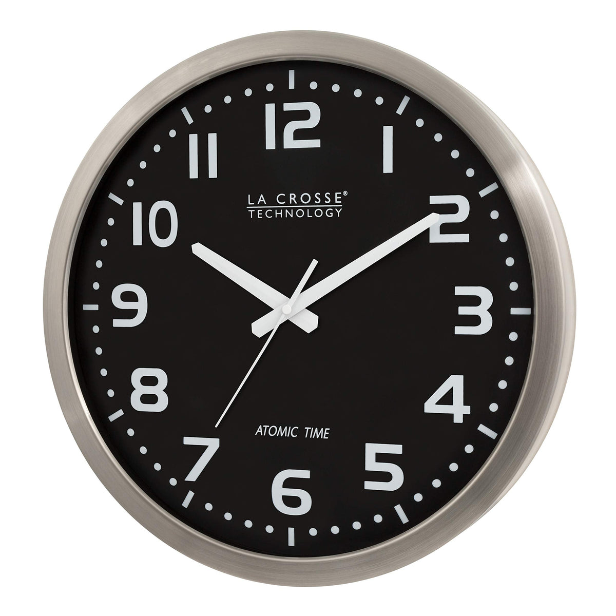 Inspired Nelson Style 16 Inch Stainless Steel Atomic Clock, Analog, Silver