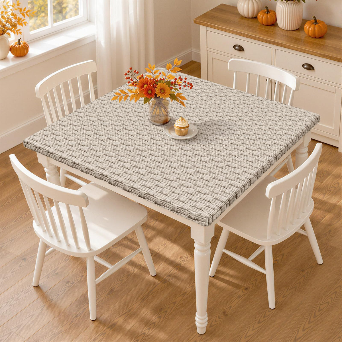 Fall Square Table Cloth, Plastic Table Cover for 4.5FT Tables