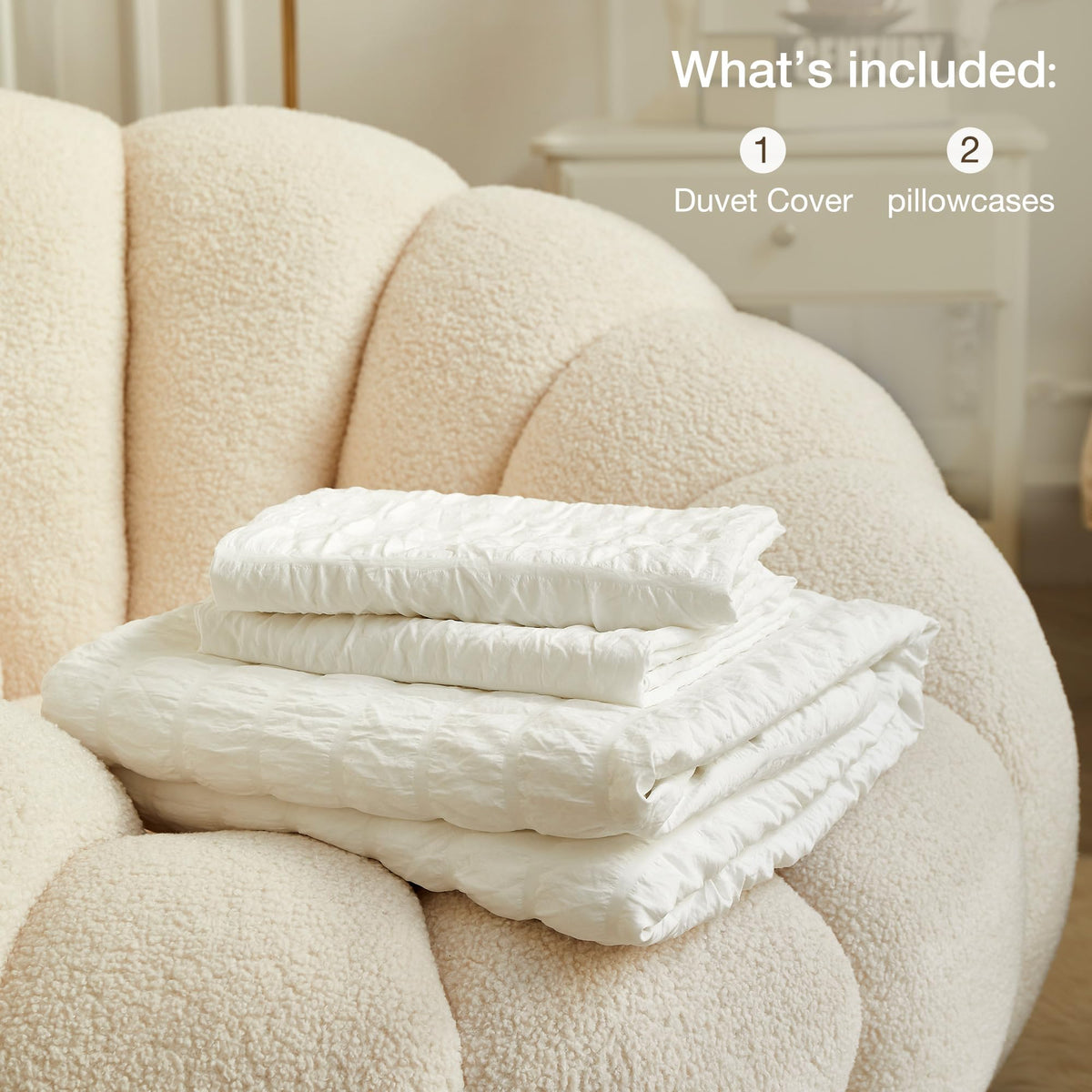 White Seersucker Duvet Cover Set