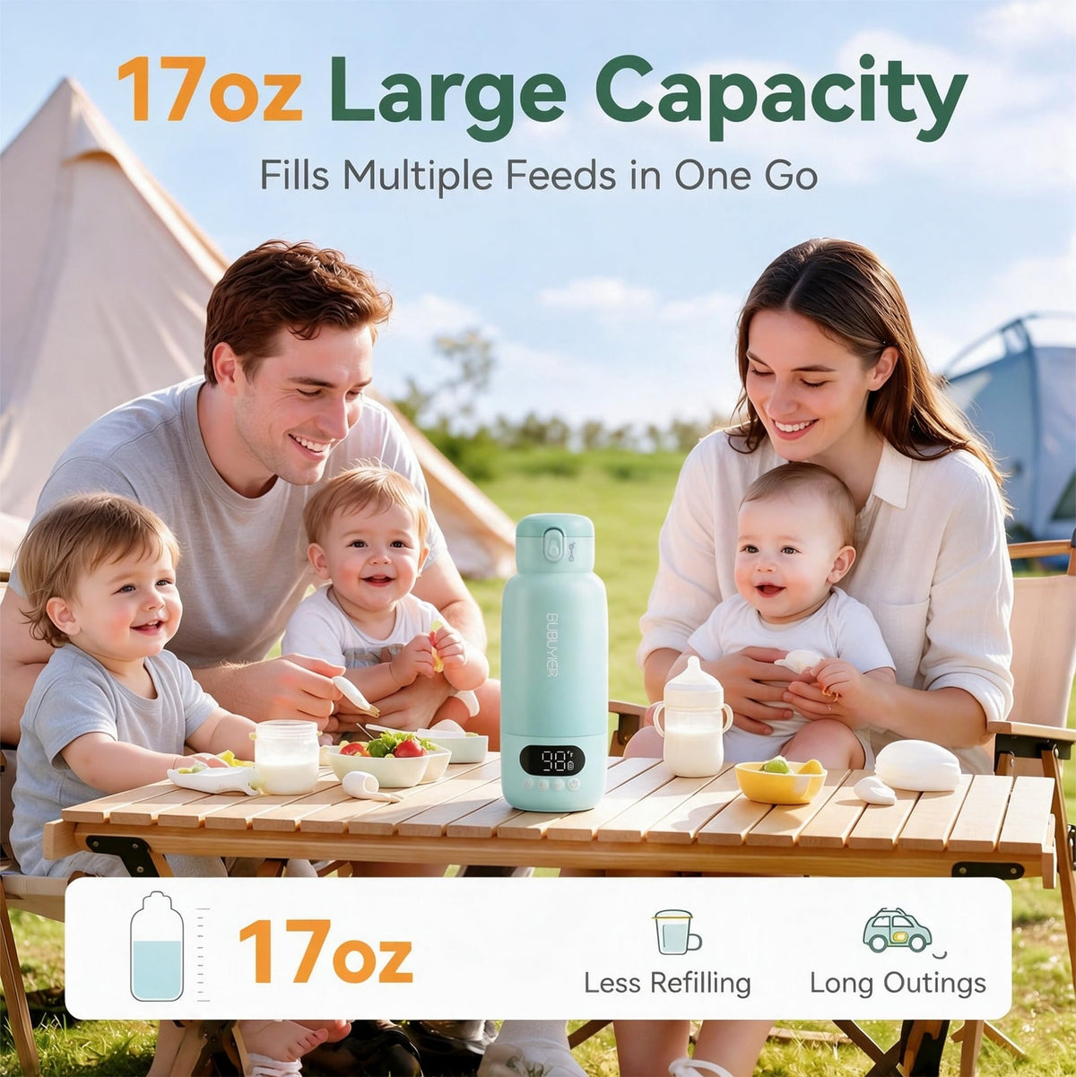 17oz Portable Bottle Warmer for Travel, Milk Warmer for Baby Travel