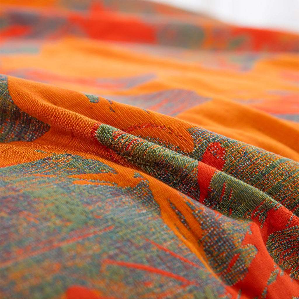 Quilt Set, 100% Cotton Muslin 3-Layer Soft Breathable Lightweight Reversible Bedspread, Jacquard Orange
