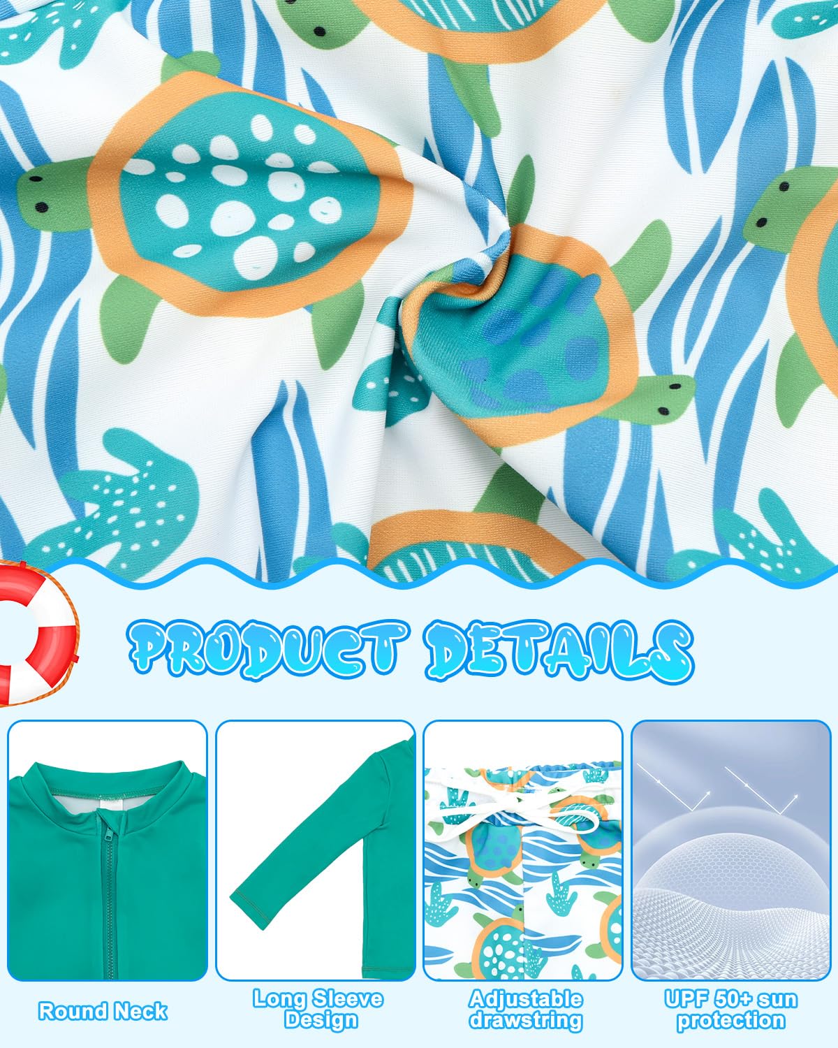 Long Sleeve Rashguards, Baby/Toddler Boys' Rash Guard Sets,Boy Swimsuit UPF 50+ Sun Protection Two Piece Bathing Suit