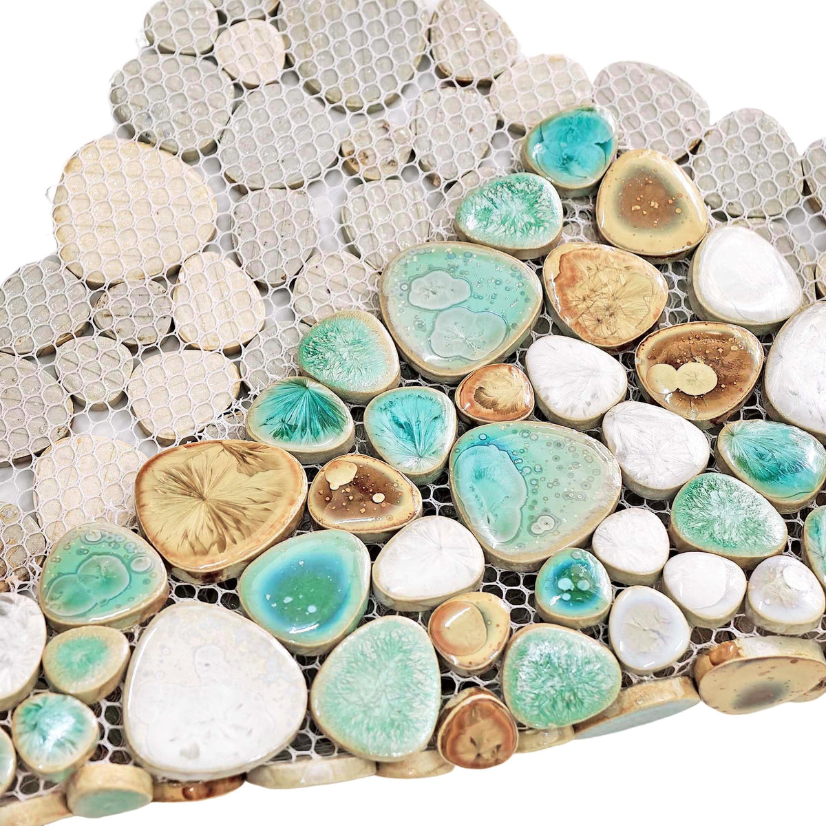 Turquoise Ceramic Pebble Mosaic Tile Sheet Shower Floor Backsplash 5 Sq Ft