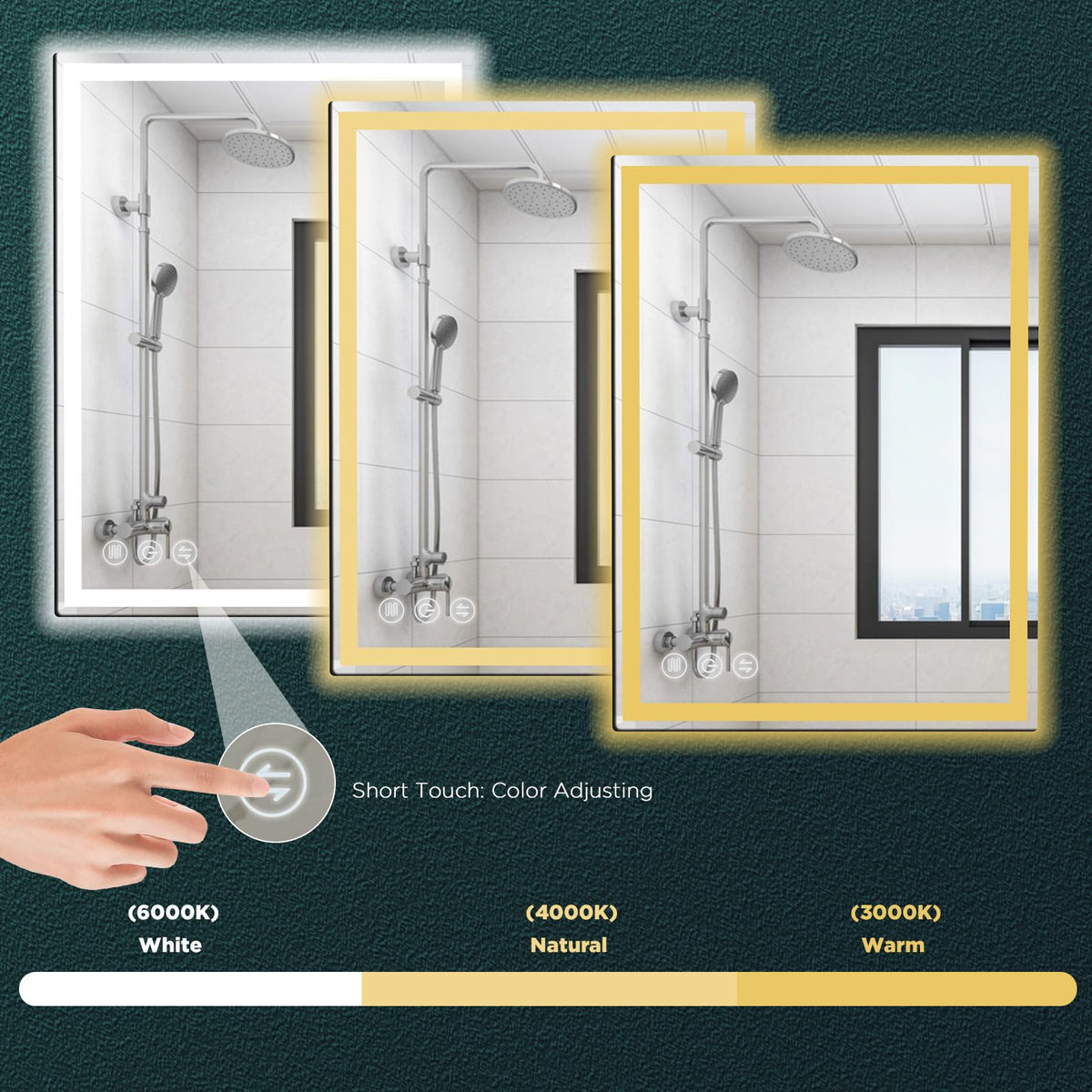 32" x 24" LED Bathroom Mirror with Lights, Memory Vanity Mirror