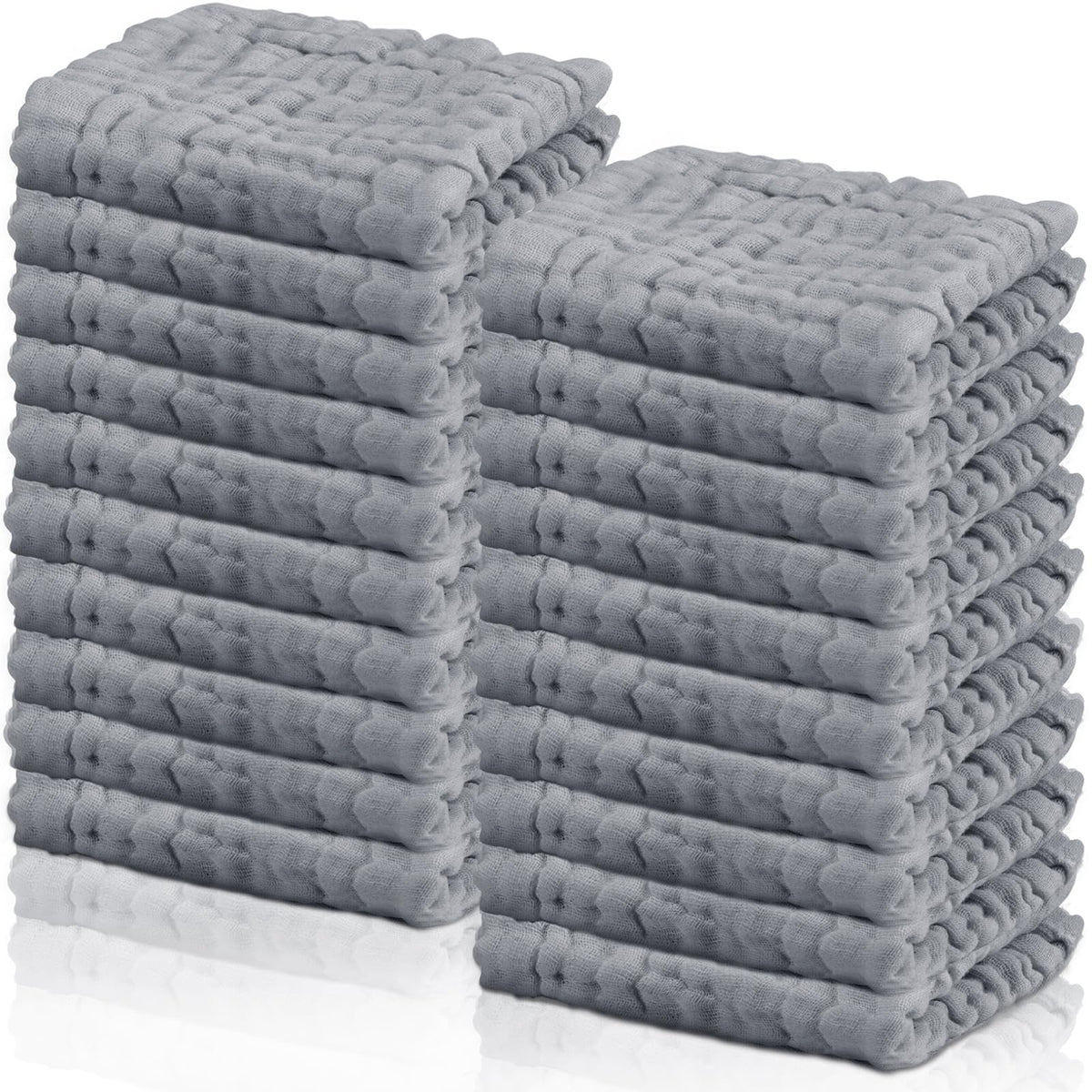 20 Pcs Baby Muslin Washcloth 12x12 in, Gray