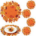 6 Pcs Fall Leaf Placemats Thanksgiving Orange Table Placemats