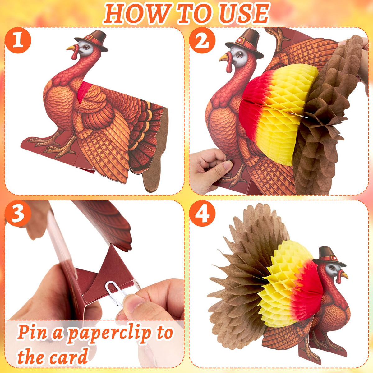 Fall Thanksgiving Decorations, Thanksgiving Table Centerpieces, Honeycomb Turkey Centerpieces Fall Pumpkin Hanging