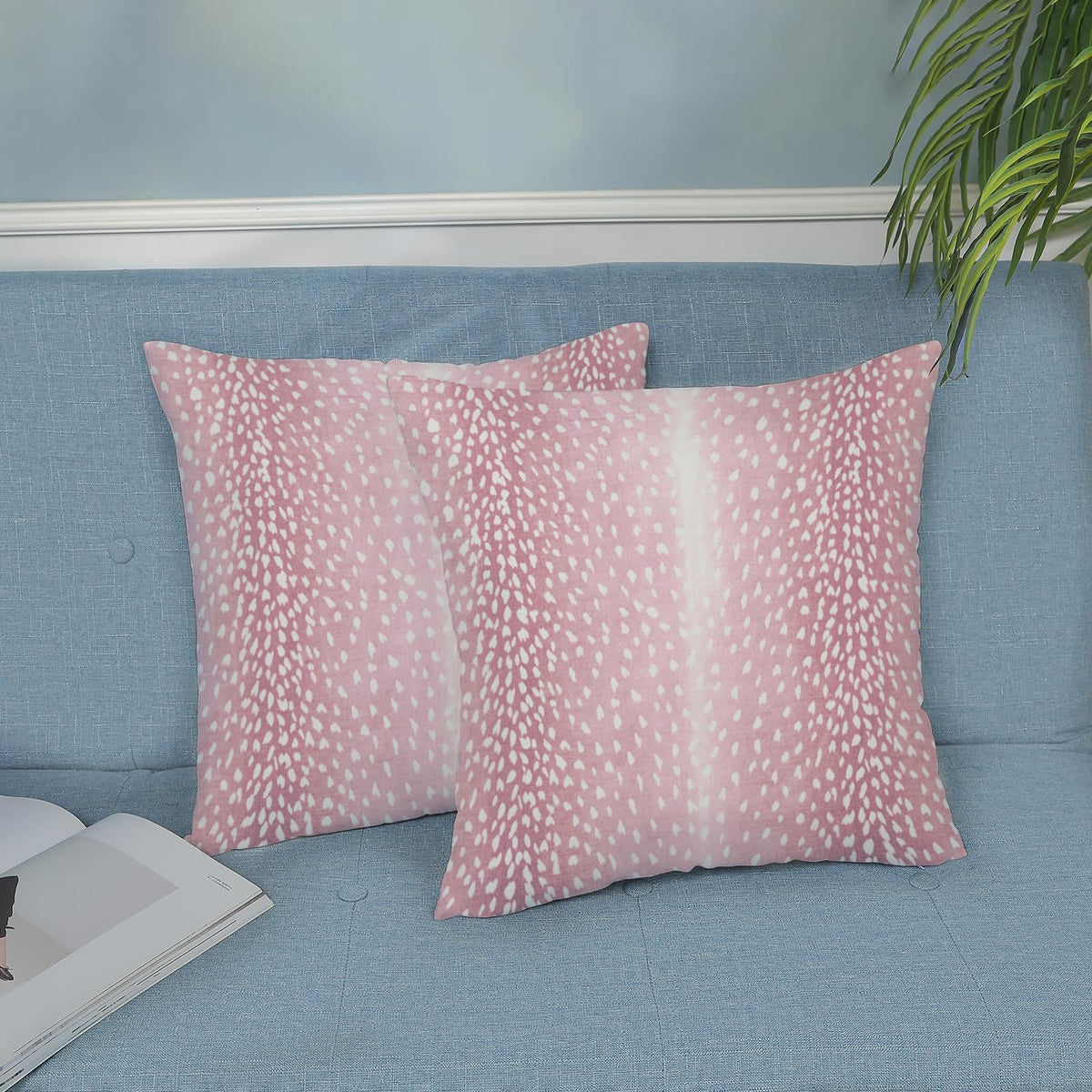 Antelope Pillow Covers 20x20 Inch 2 Pcs Preppy Pink Deer Animal Skin Print Decor Throw Pillows Modern Outdoor