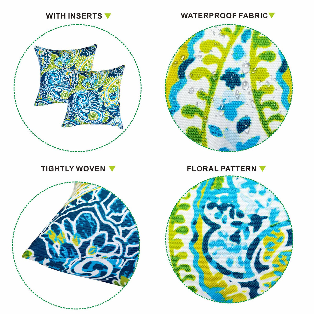 Outdoor Throw Pillow Green Outdoor Pillows with Inserts Included
