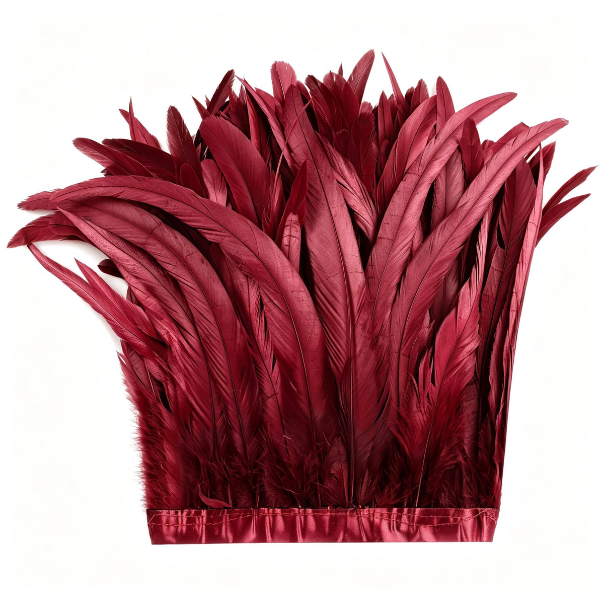 Burgundy Feather Trim for DIY Sewing Crafts, 10-12inch 2 Yards