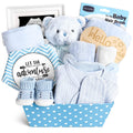 Baby Boy Gifts, Baby Shower Gifts - Newborn Bear Toys Rattle Blanket Infant Shoes Onesie Wooden Keepsake Babies