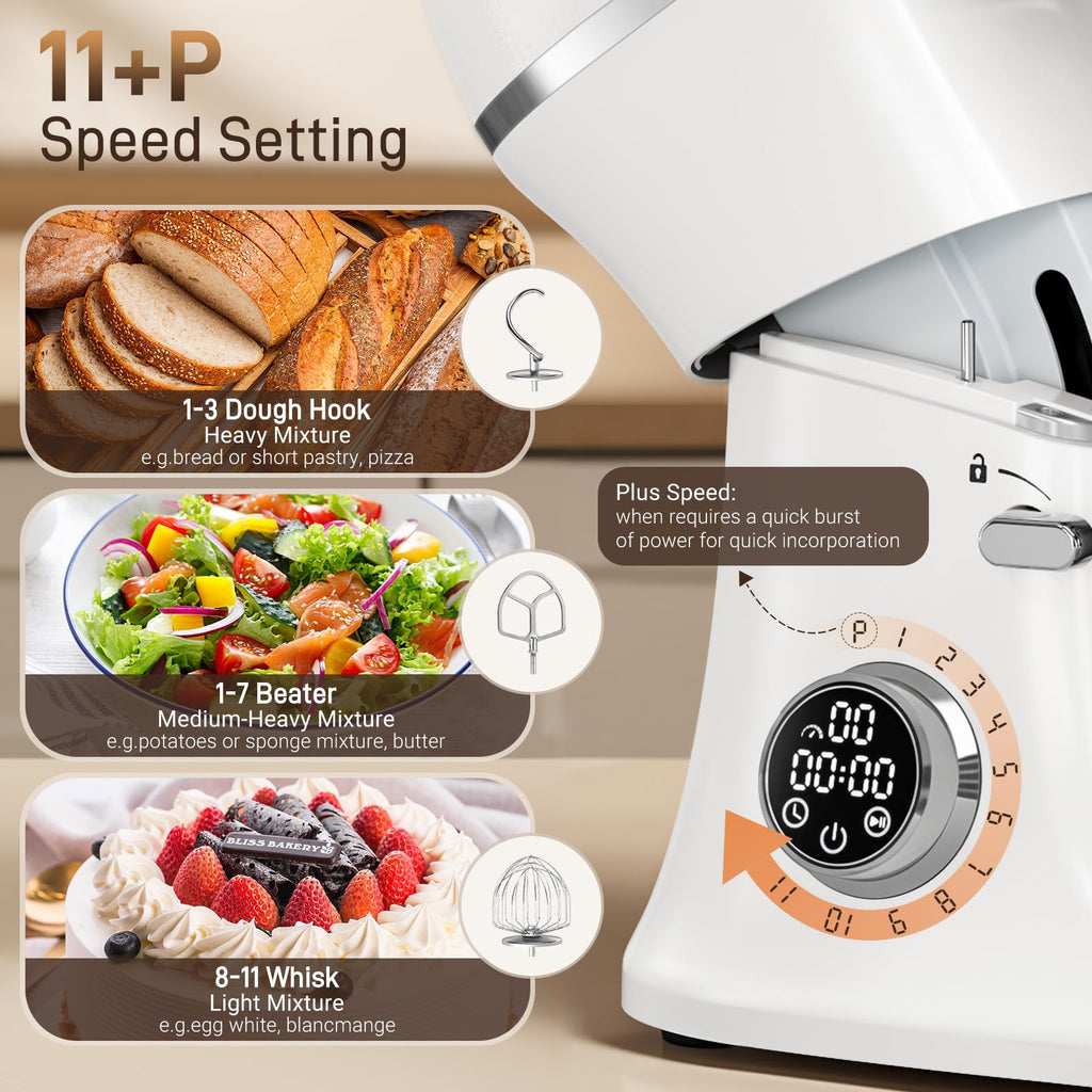 7 Quart Stand Mixer Aluminum Die Casting, 650W 12 Speed Tilt-Head Kitchen Electric Stand Mixer, Household Food Mixer