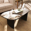 Marble-Look Coffee Table with Sintered Stone Top for Living Rooms