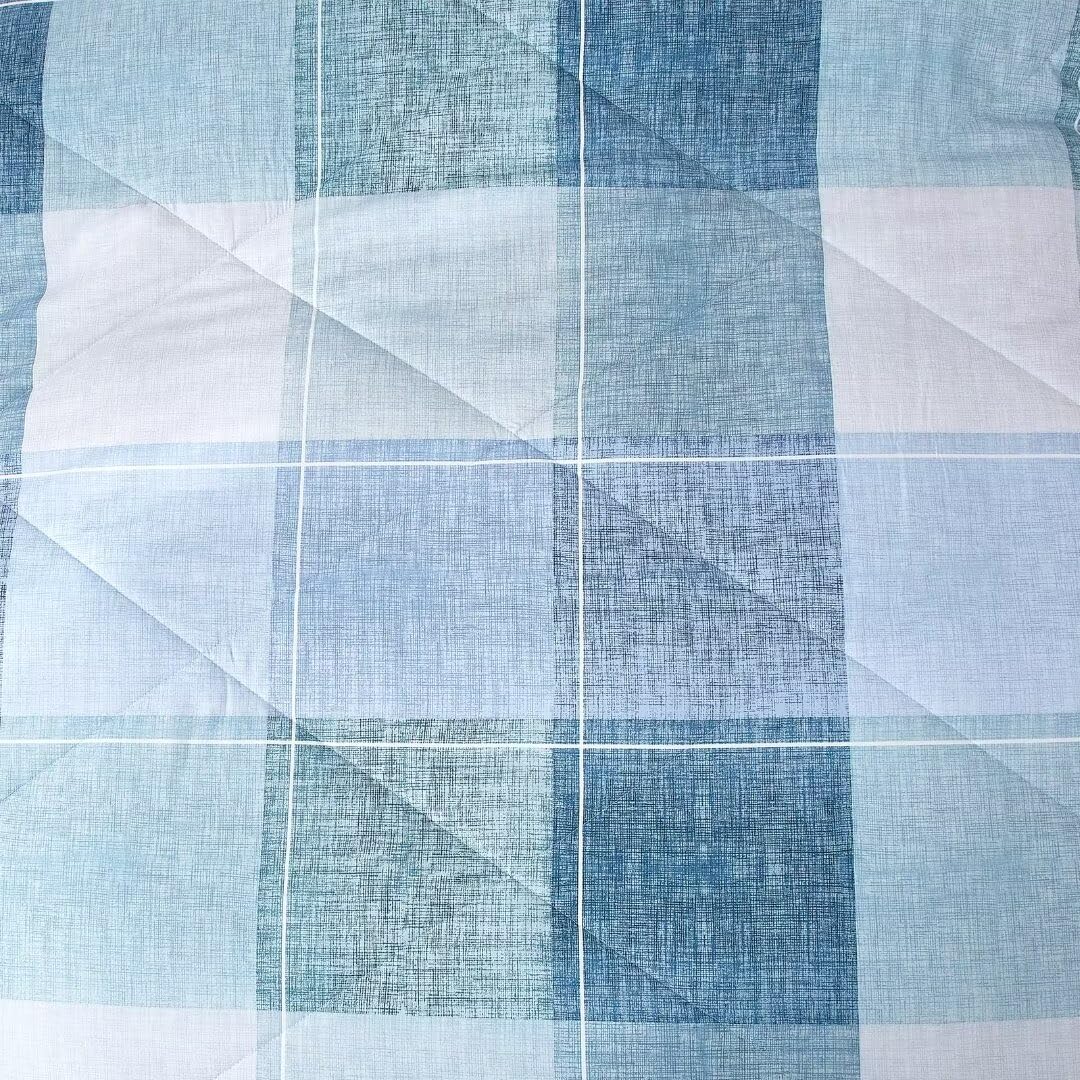Plaid Comforter Set Farmhouse Comforter Bedding, Blue and White Comforter Grid Buffalo Reversible