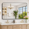 60" x 40"Bathroom Mirror, Matte Black Wall Mirror with Metal Frame, Decorative Rectangular Vanity Mirror Bathroom