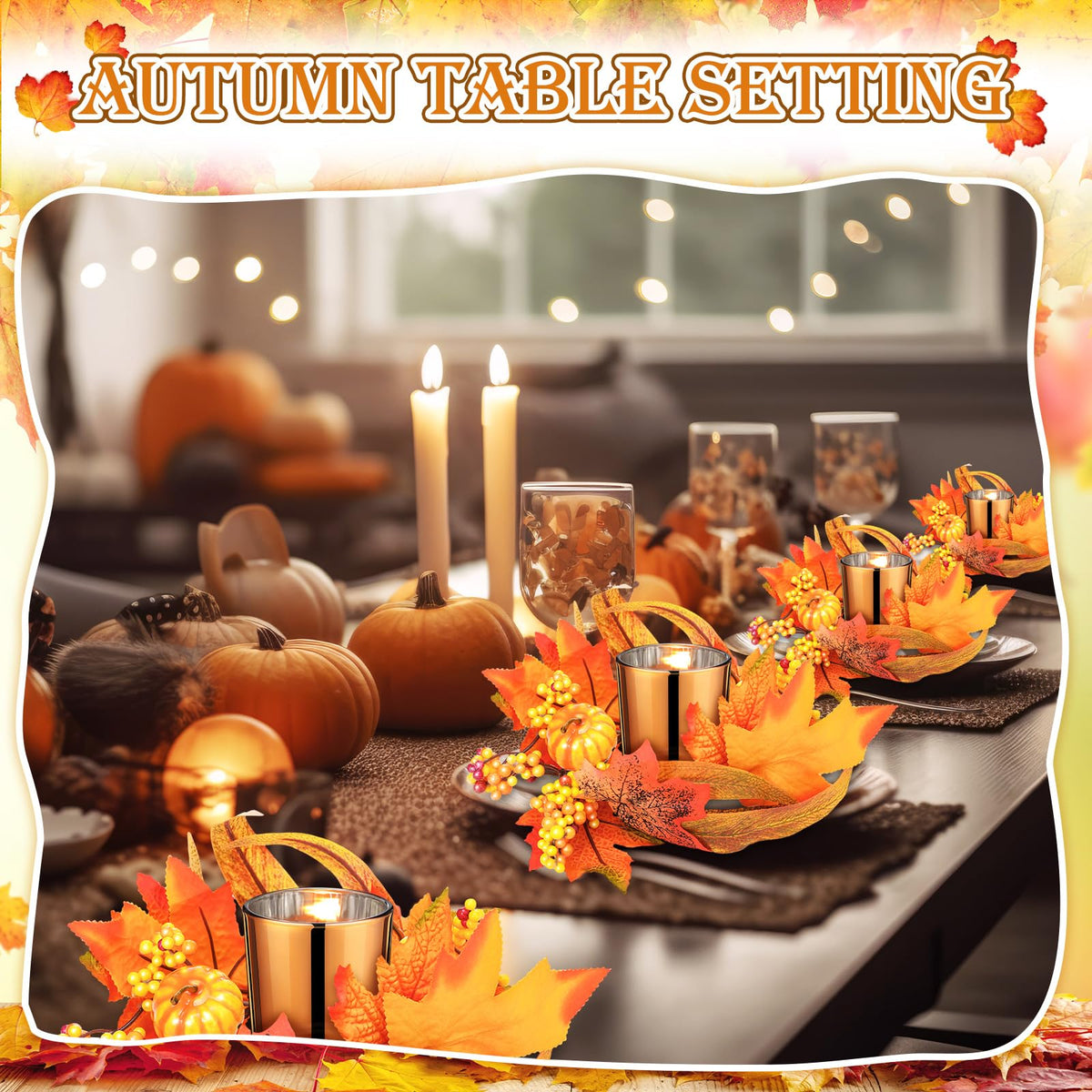 6 Set Fall Candle Holders Glass Votive, Pumpkin, Orange