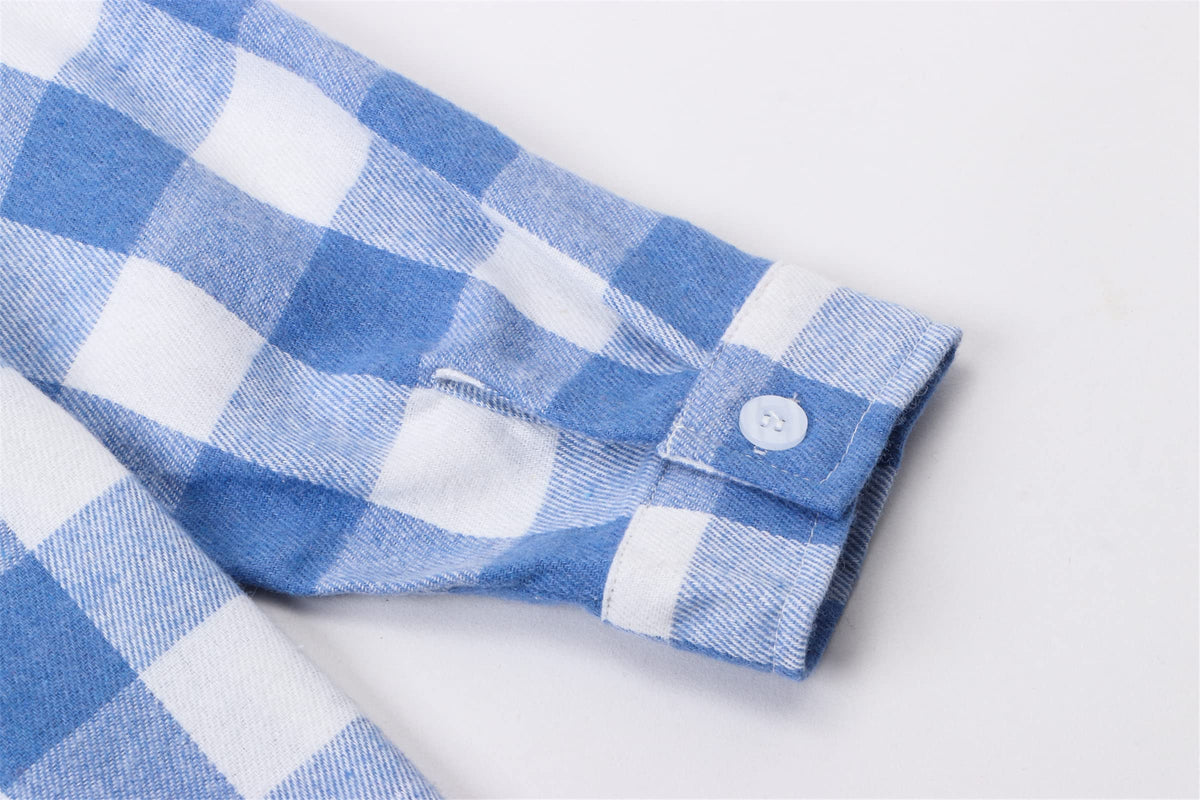 Boys & Toddler Plaid Button Down Shirt Long Sleeve Flannel Shirt Tops, Flannel# Dark Blue White, = Tag 170