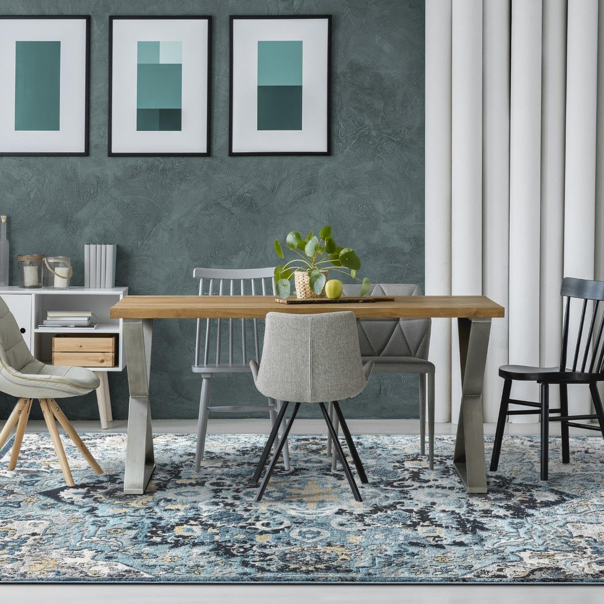 Moroccan Blue Medallion Area Rug s