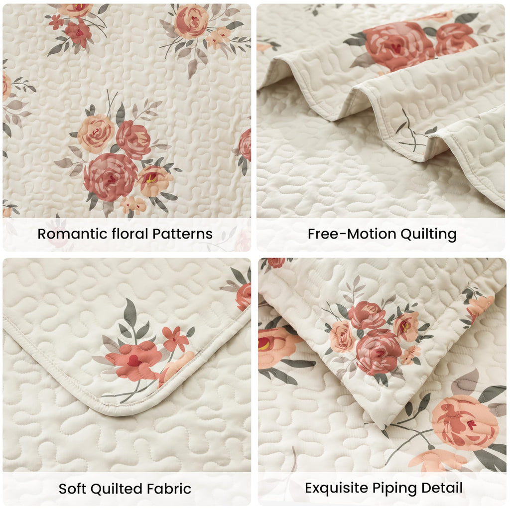 Quilts for Bedding Set Floral Bedspreads- Reversible Floral Comforter