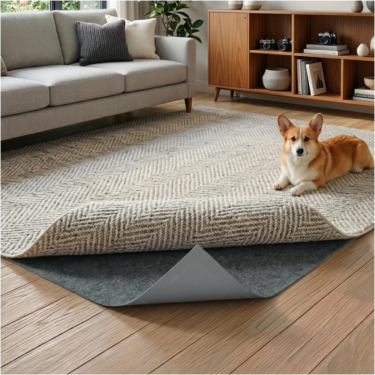 Felt Rug Pad, 3 x 5 Ft Rubber Non-Slip Rug Pad Gripper, Keep Rugs Secure and in Place, Extra Strong Under Carpet Mat