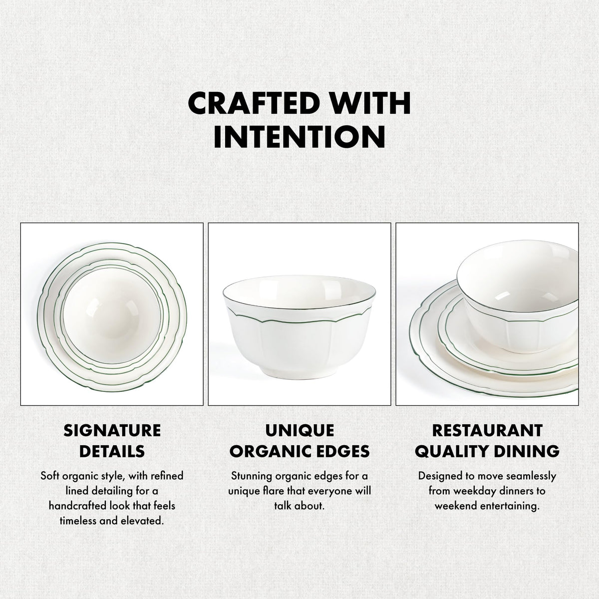Lagasse Victory 12-Piece Dinnerware Set Porcelain, Plates and Bowls Set, Dishwasher and Microwave Safe, Dish Set for