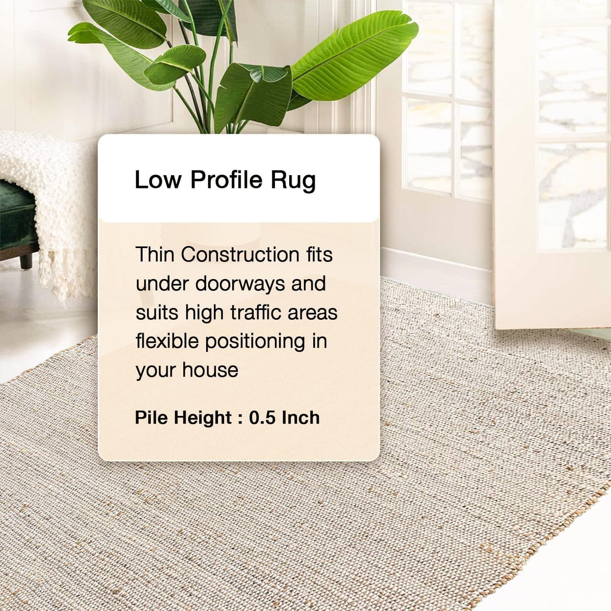 Hand Woven Doormat Rug, Natural Jute Cotton