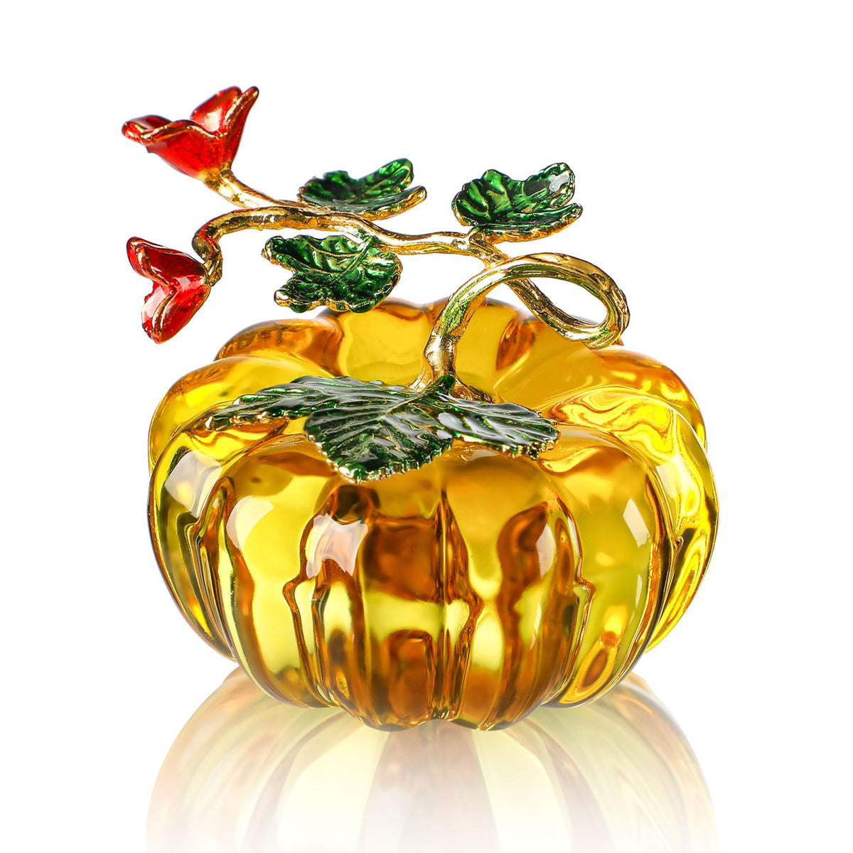 2.5''Glass Pumpkins Figurine for Fall Harvest & Thanksgiving Decorating