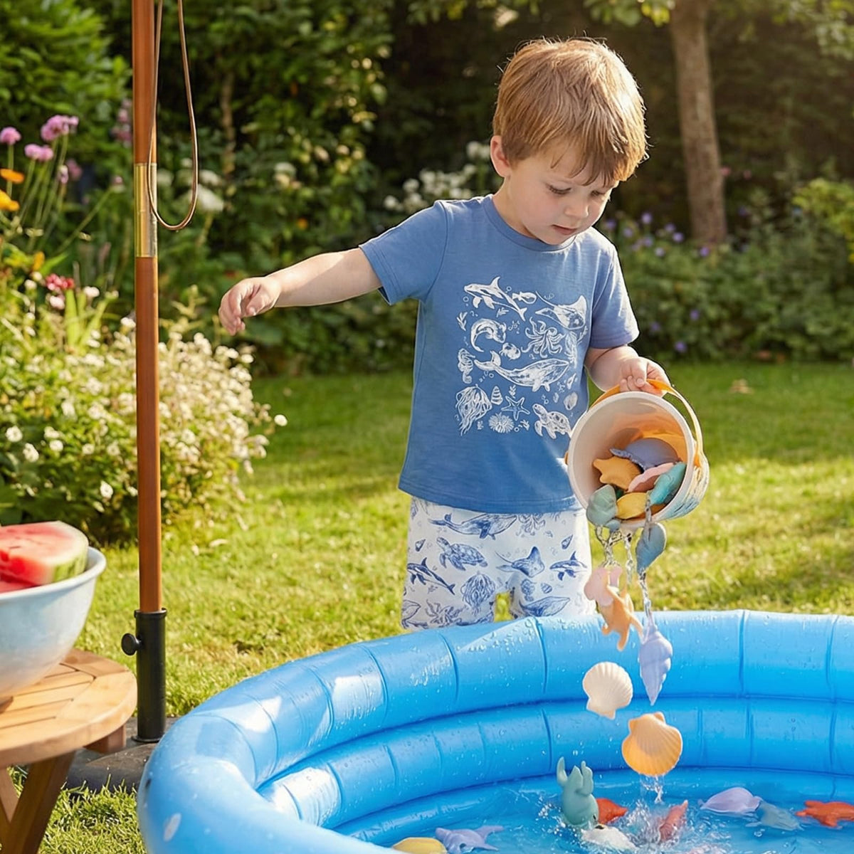 Toddler Baby Boy Clothes Sea Animals Shirt Shorts Set Blue