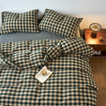Boho Washed Cotton Plaid Duvet Cover Checkered Bedding