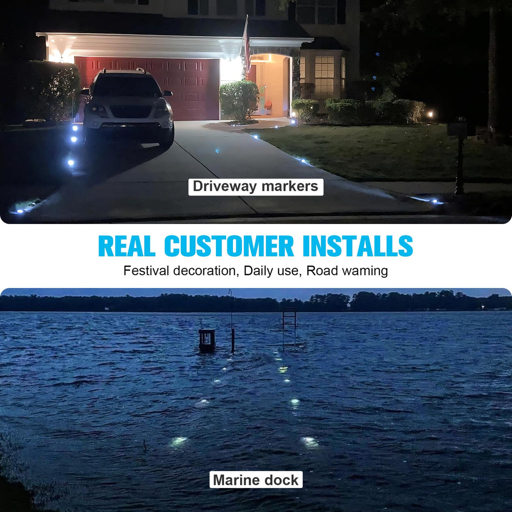 Solar Deck Driveway Dock Lights,Solar Pathway Lights,White 12 Pack