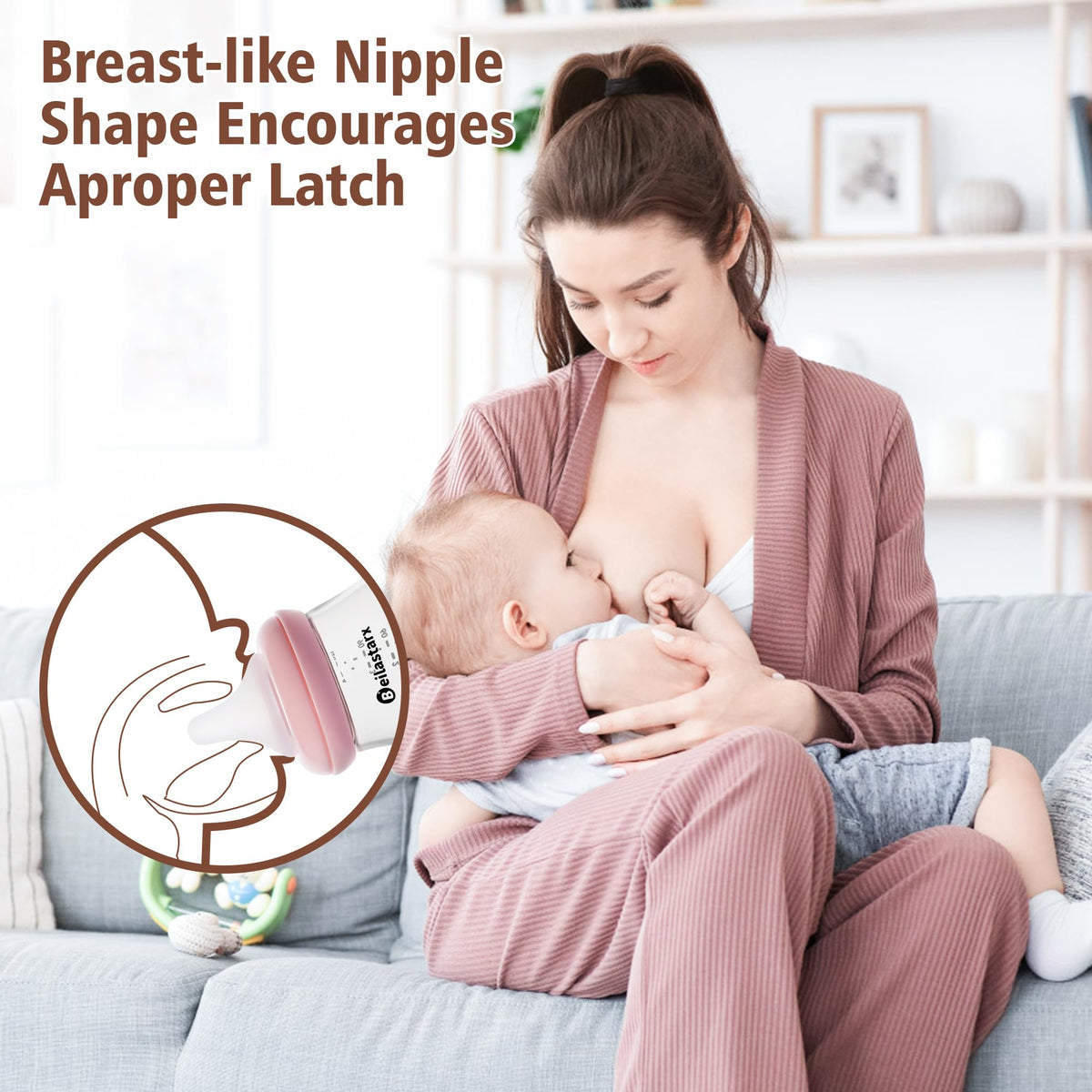Glass Baby Bottles with Natural Response Nipple Size M - Anti Colic Baby Bottles Wide Neck Slow Flow Baby Bottle(Red