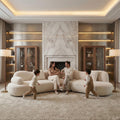 128 Inch White Oversized Curved Boucle Modular Sectional Sofa, 5-Seater