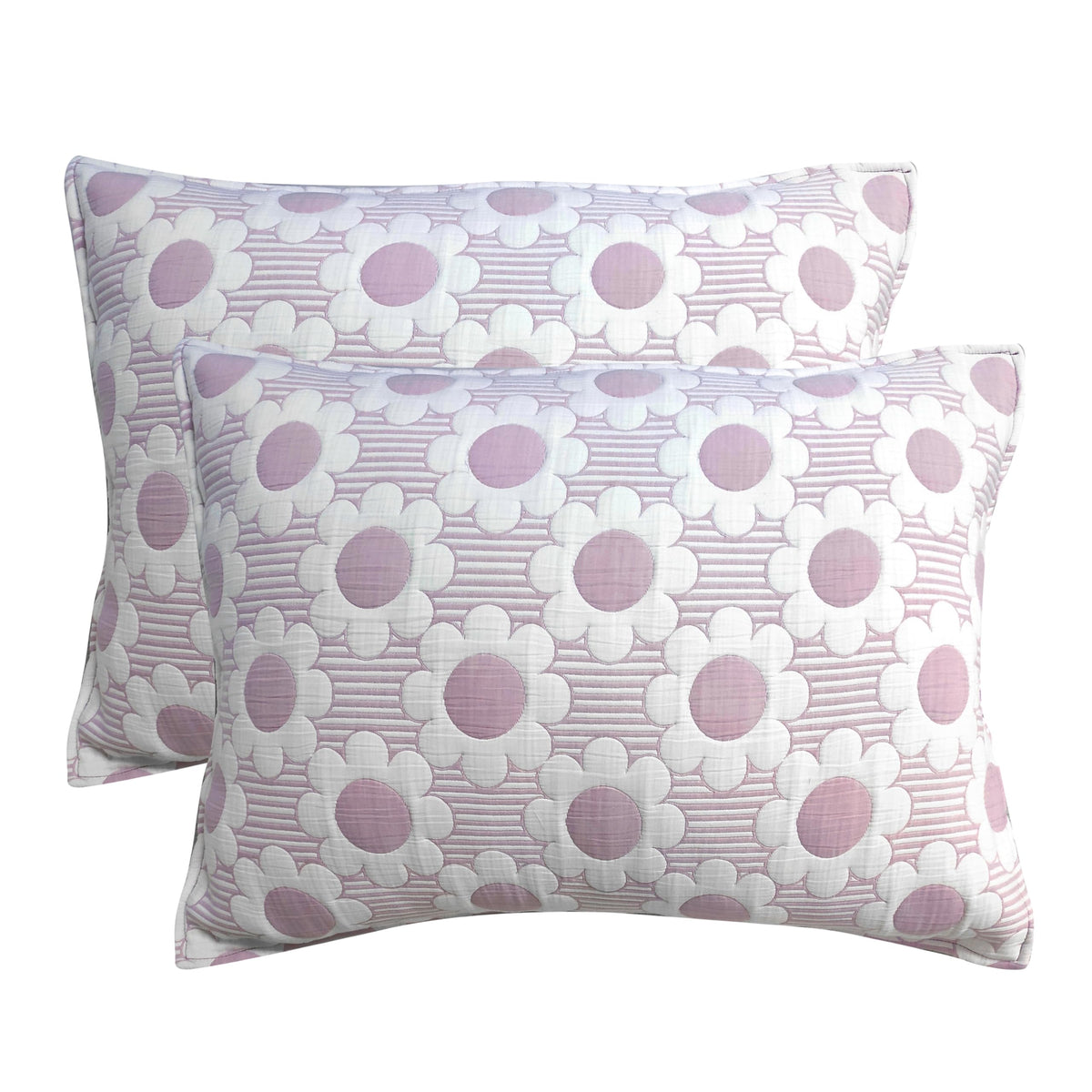 Resort Daisy Flower Lilac 3-Piece Soft Matelasse Jacquard Quilt Set
