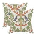 Boho Pillow Covers 18x18 Inch Set of 2 Blue Orange Vintage Botanical Bird Throw Pillows Seasonal Cherries Bird Floral