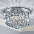 9-Light Modern K9 Crystal Flush Mount Chandelier for Bedrooms and Dining Rooms