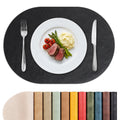 Vinyl Faux Leather Oval Placemats, Set of 4, Black
