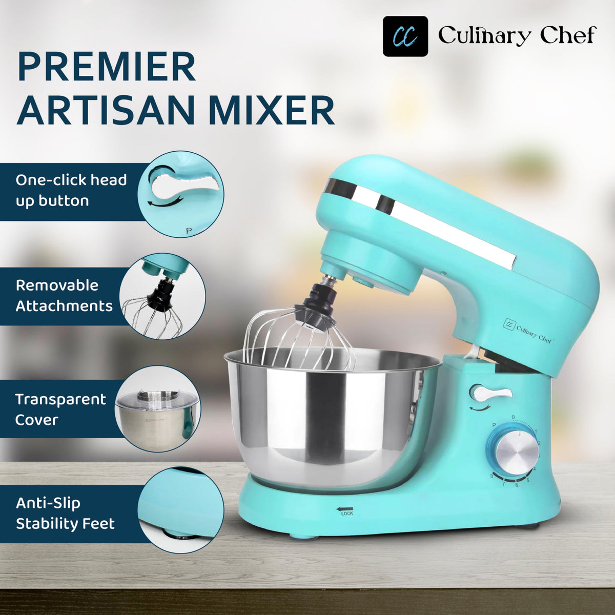 4.5L Stand Mixer with Stainless Steel Bowl, Tilt-Head Kitchen Electric Mixer with Dough Hook, Mixing Beater and
