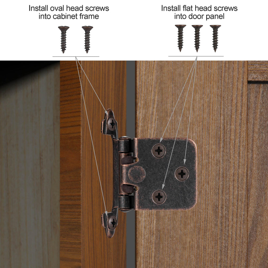 Oil Rubbed Bronze Kitchen Cabinet Hinges, 1/2" Overlay, 10 Pack