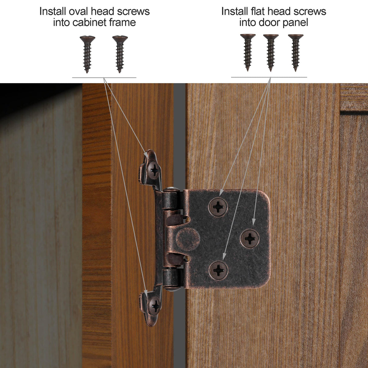 Oil Rubbed Bronze Kitchen Cabinet Hinges, 1/2" Overlay, 10 Pack