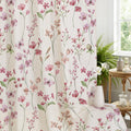 Linen Farmhouse Floral, Pink Butterfly Flower, Modern Minimalist White Waterproof Fabric Set, 72x72 Inch
