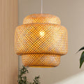 Bamboo Pendant Light - Boho Basket Chandelier Handmade, Natural Wicker Rattan Hanging Chandelier Island Dining Room