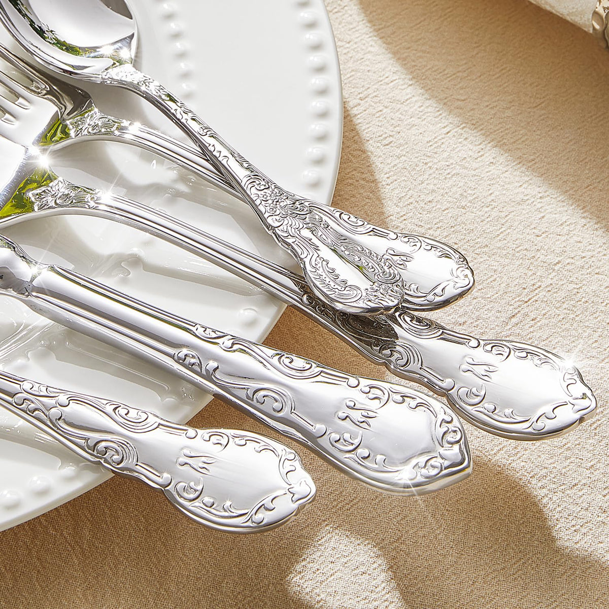 40-Piece Vintage Silverware Set, 18/10 Stainless Steel Flatware