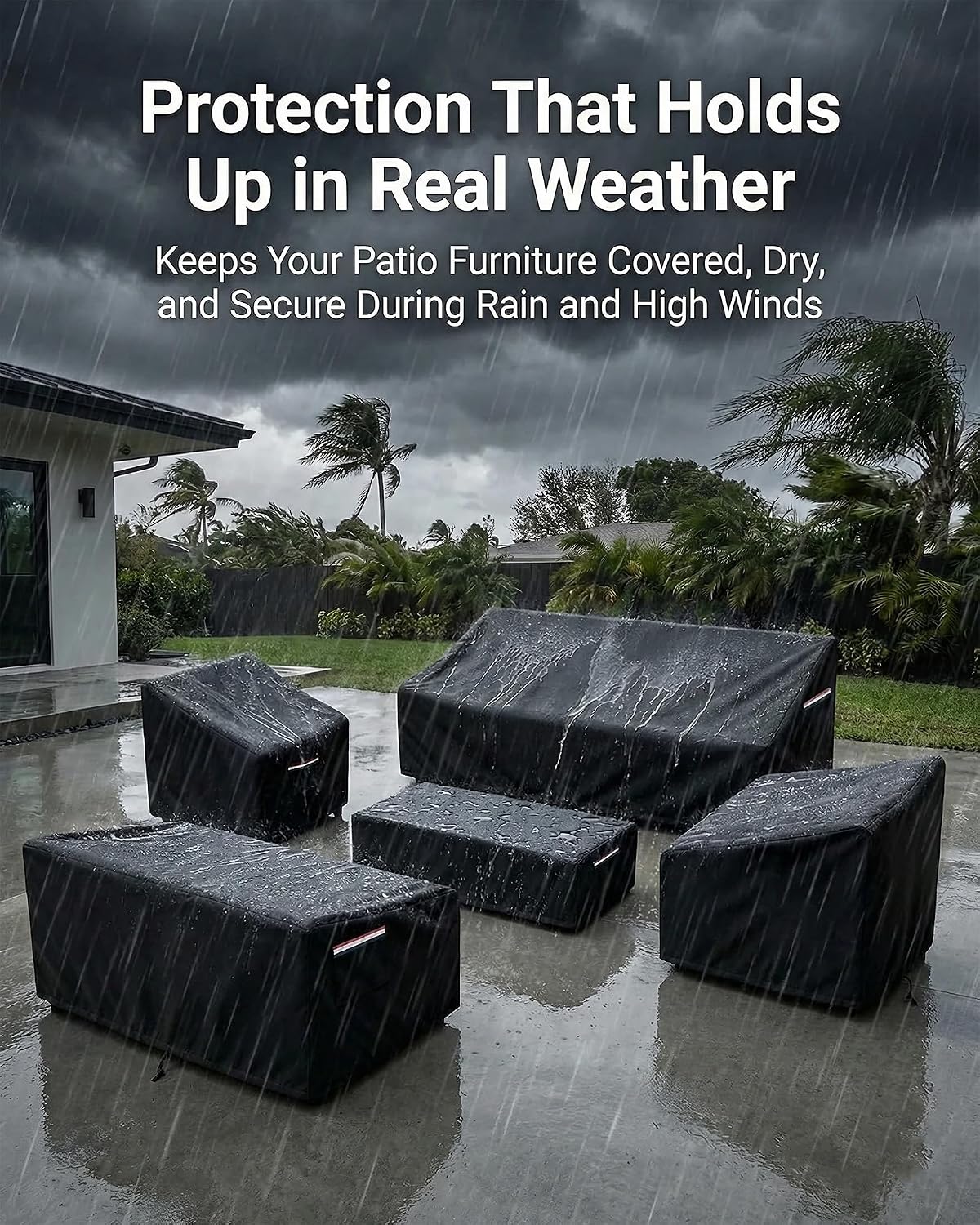 Patio Furniture Cover Set, 5-Piece Outdoor Furniture Cover Waterproof, Covers for Sofa, Loveseat, Chairs & Coffee