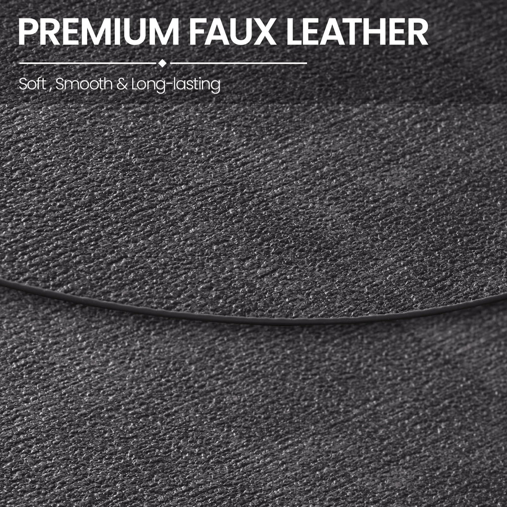 Oval Faux Leather Placemats Set of 6, Easy to Clean, Dark Grey